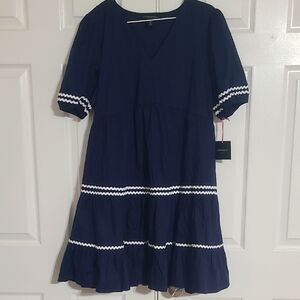Cynthia Rowley Navy Dress with White Details